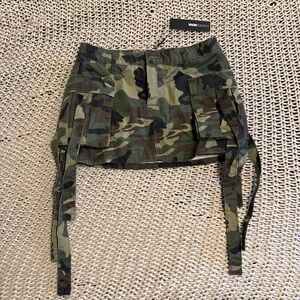 Camo Cargo Mini Skirt with Straps